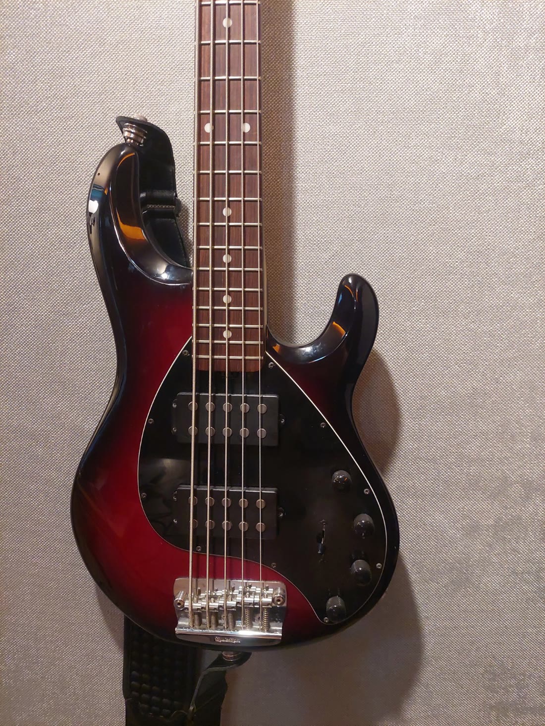 John's five-string bass guitar